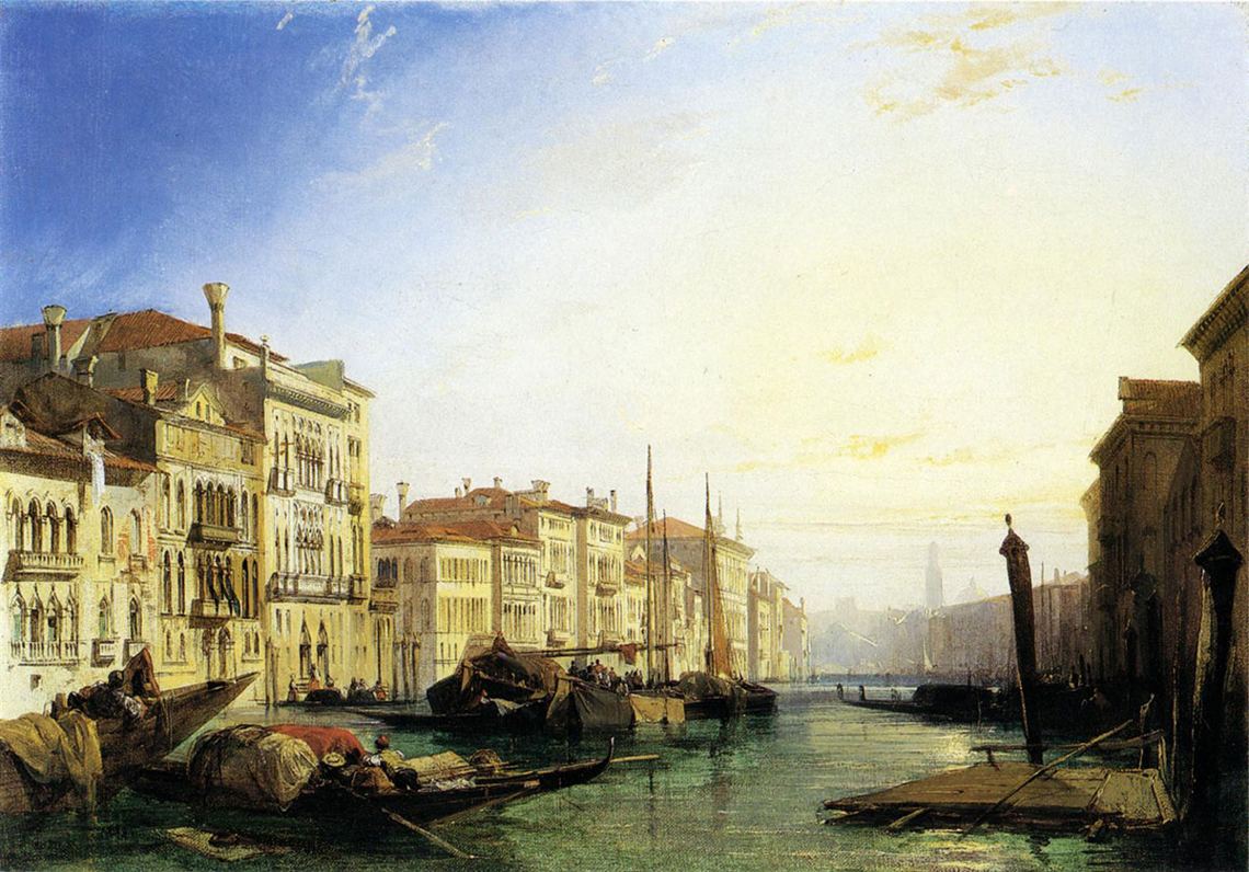 Richard Parkes Bonington- Venice Grand Canal, Sunset