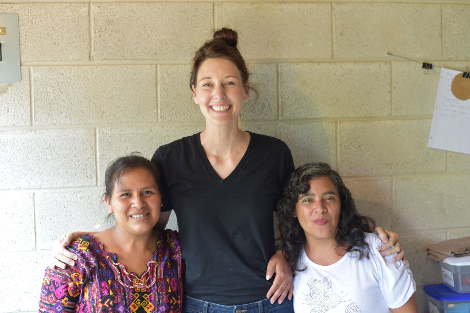 Jen with Seamstresses Cata (left) & Silvia (right), “after laughing at how ridiculously tall Jen is.”