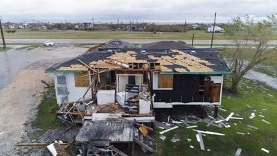 Aug. 28, 2017: Debris lies on the ground in the wake of Hurricane Harvey in Bayside, Texas. (DroneBase via AP)