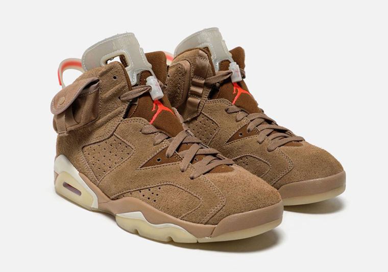 Travis Scott x Air Jordan 6 "British Khaki" Earth Tone Sneakers